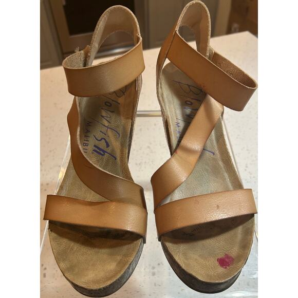 Blowfish Malibu Tan Cork Platform Sandals Women's Size 11 - Picture 2 of 7